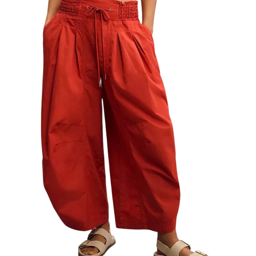Anthropologie Red Wide Leg Pants